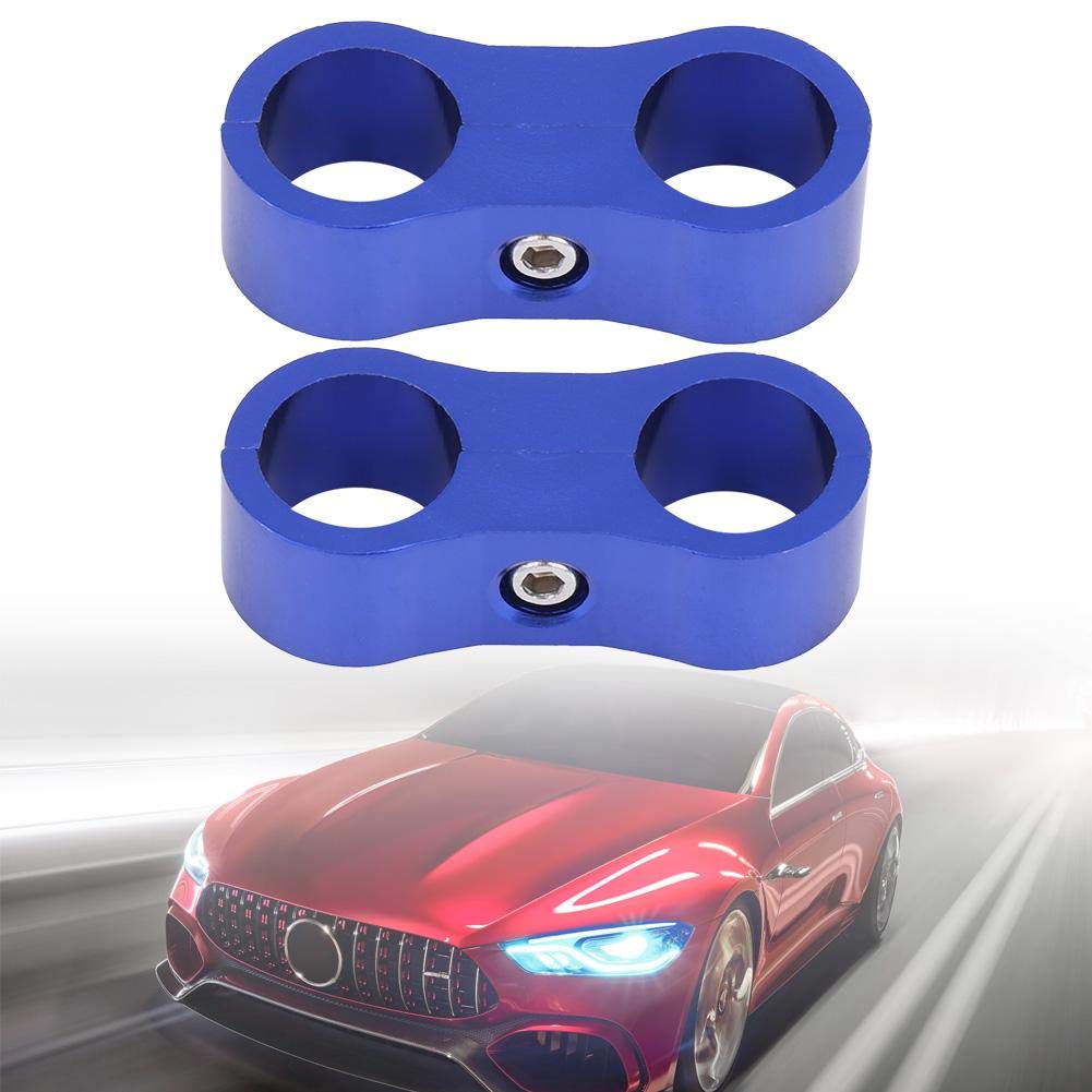Qiilu Hose Separator Tubing Separator Clamp Fitting Aluminum Alloy 2pcs 4.4*1.9cm AN6 Cable Clips Resistant Fixing Replacement