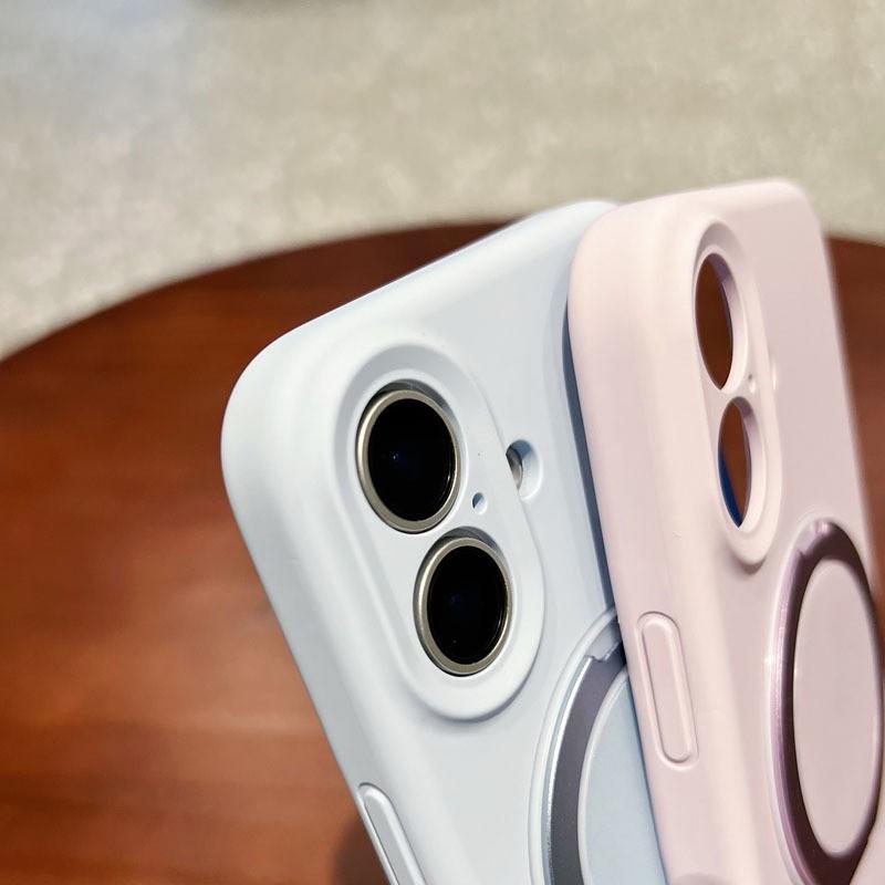 Liquid Silicone Phone Case IPhone 16 Pro Max With Full Coverage Magnetic Snap-on 360 Rotating Kickstand Anti-Scratch Drop