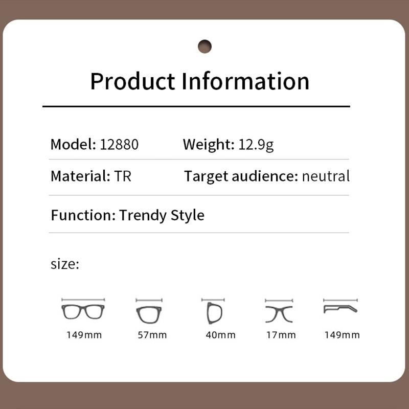 Xbora TR90 Spectacle Frames for Large Faces, Unisex, Oversized, 150mm, Ultralight, Casual, Optical Prescription Eyeglasses 12880