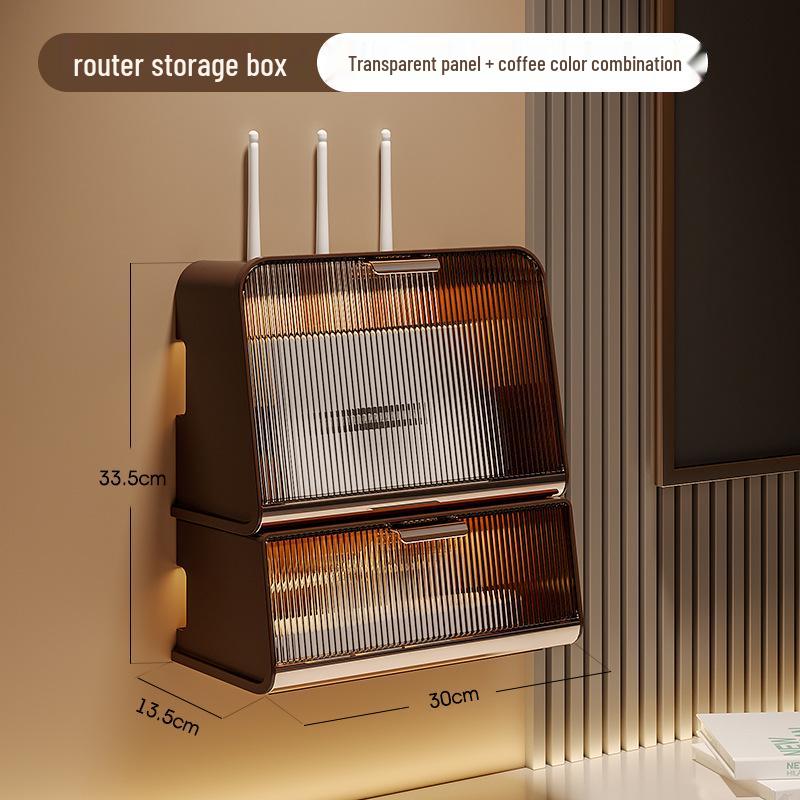 Wall-Mounted Multi-Functional Storage Box for WiFi Router, Power Strip, and Cable Management