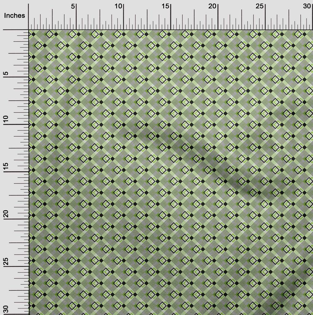 oneOone Cotton Flex Green Fabric Geometric Sewing Craft Projects Fabric Prints By Yard 40 Inch