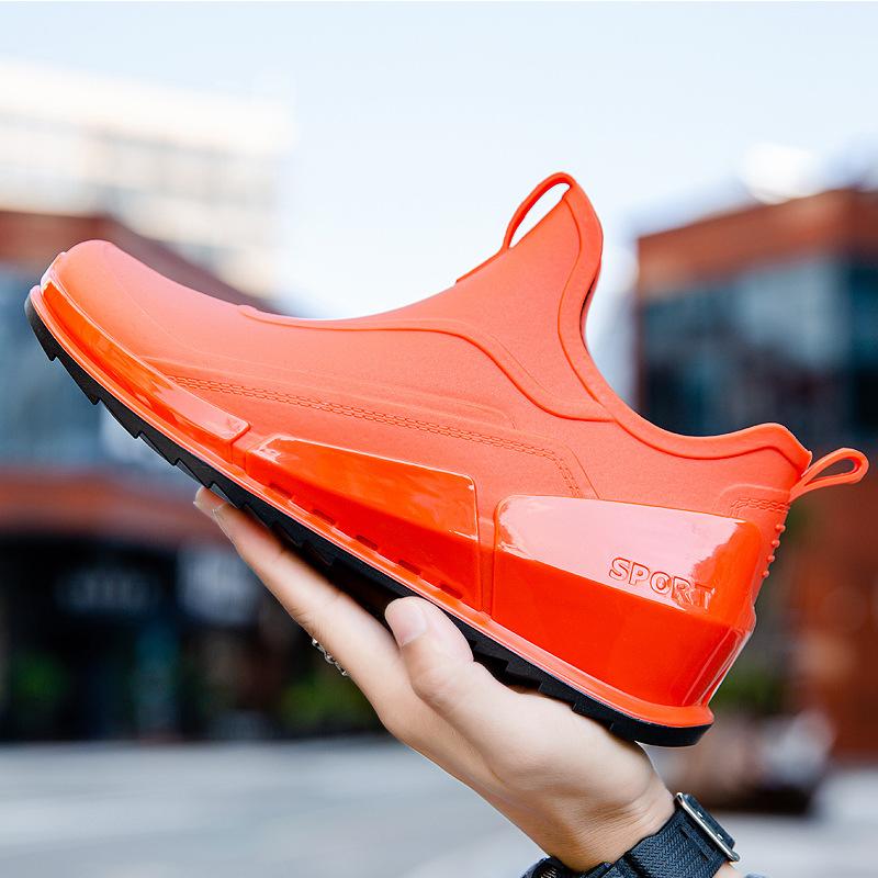 Sports Rain Boots Men's Short Tube Waterproof Shoes Warm Anti-skid Low-cut Rain Boots Kitchen Rubber Shoes Fishing Shoes