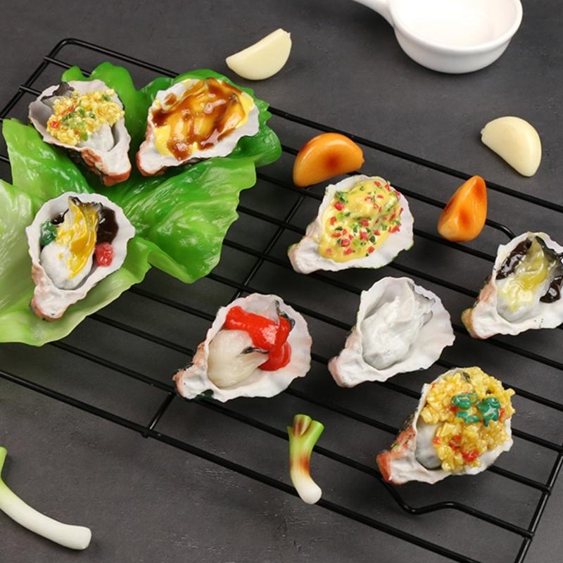 Artificial Grilled Oysters Model Simulation Grilled Scallops Model Realistic Roasted Oysters Fake Seafood Display Props