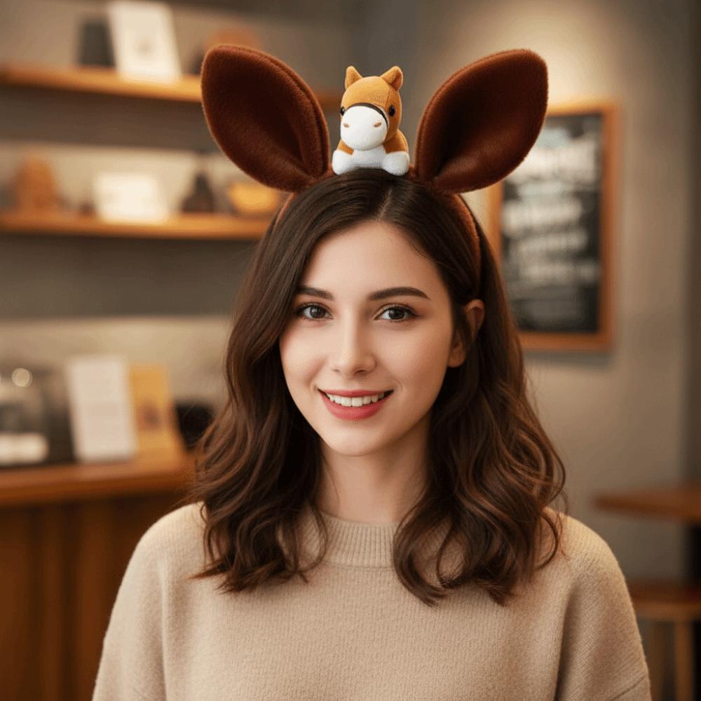 Cartoon New Year Headband Mascot Plush Horse Headband Sweet Horse Hair Hoop Party Decoration