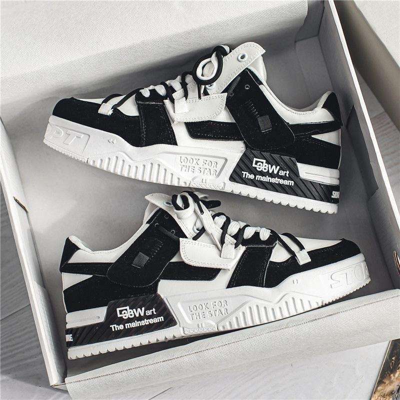 Men's Shoes Summer Breathable Board Shoes Black and White Panda Platform Soles Student Trend Sports Shoes Men's Height-increasing Casual Trendy Shoes