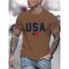 'USA' Pattern Print Men's Comfy T-shirt, Graphic Tee Men's Summer Outdoor Clothes, Men's Clothing, Tops for Men