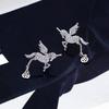 New Simple Micro-inlaid Zircon Unicorn Coin Pendant Earrings 911 Silver Needle Exquisite High-end Stud Earrings Women