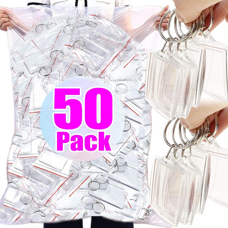 550Pcs Transparent Rectangle Blank Acrylic Insert Keychain Po Picture Frame Keyring Holder Diy Split Ring Keychain Gifts