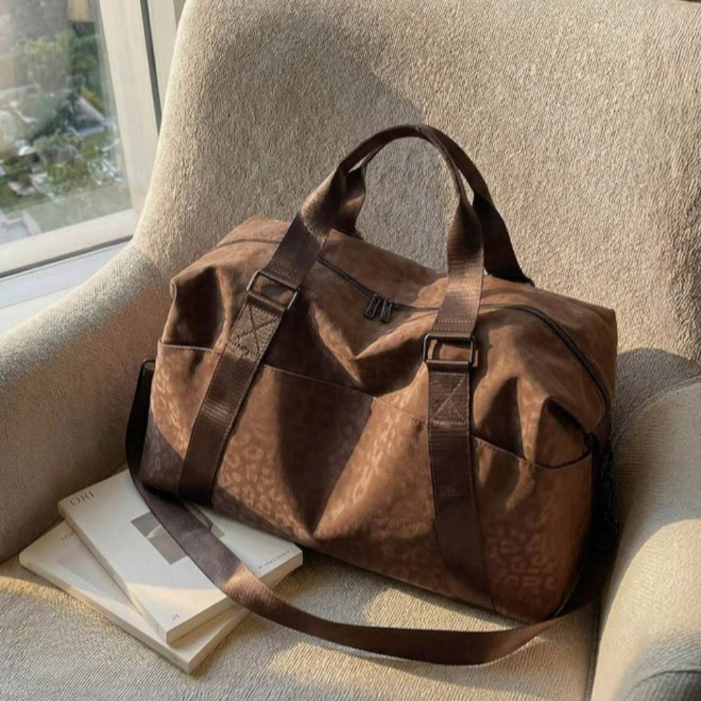 Leopard Print Travel Duffle Bag Adjustable Strap Lightweight Handbag Large Capacity Bag Swimming