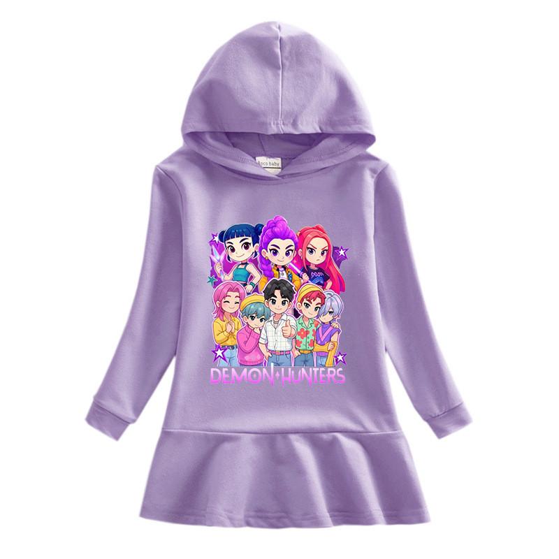 Girls Anime Cartoon Kpop Rumi Zoey Mira Hunters Printed Hooded Dress