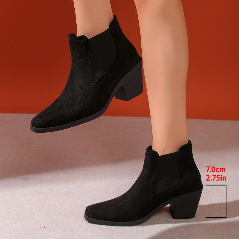 Women's Shoes  High Quality Slip-on Women's Boots Fashion Pointed Toe Office and Career Hot Sale Plus Size Solid Ankle Boots