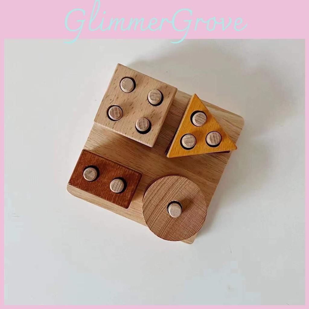 Wooden Learning Early Building Set For Toddlers Color Shape Cognitive Activities