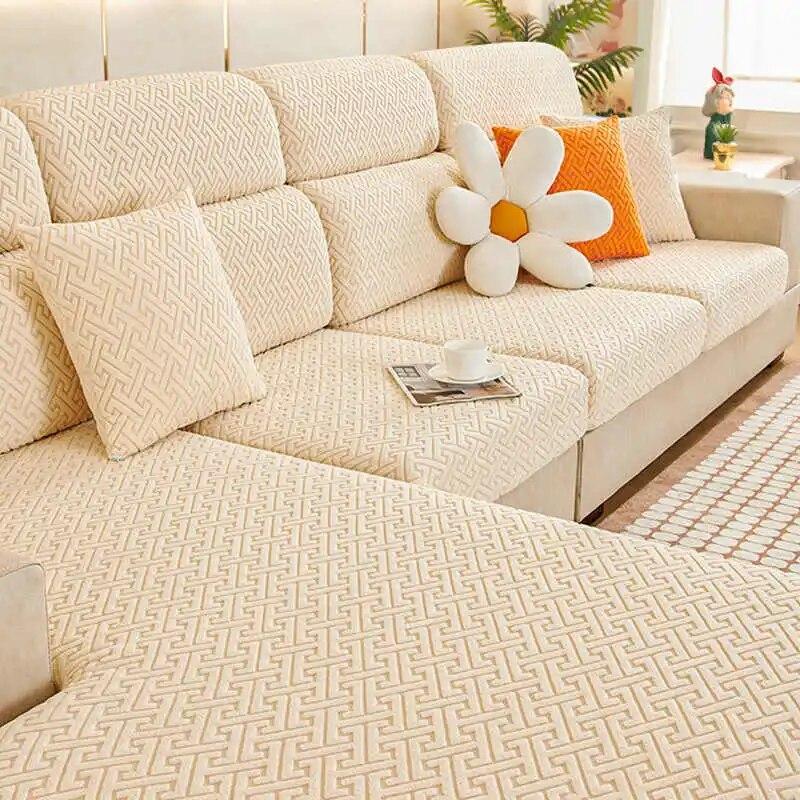 Stretch Jacquard Sofa Cushion Covers Delicate Cheap Couch Slipcover 1/2/3/4 Seat Polar Fleece Sofa Protector