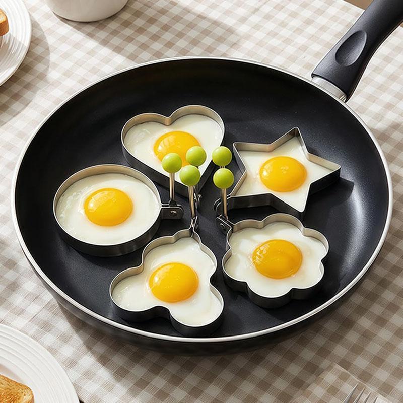 5 Pcs Pancake Molds Stainless Steel Egg Shapers for Griddle Cooking Molds Easy Clean Multiple Shapes Mold Kitchen Accessories