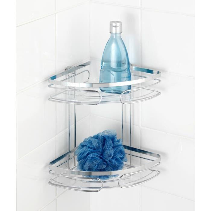 Wenko etagère d'angle de douche premium, 2 paniers de douche d'angle, fixation murale avec adaptateur non fourni, acier inox