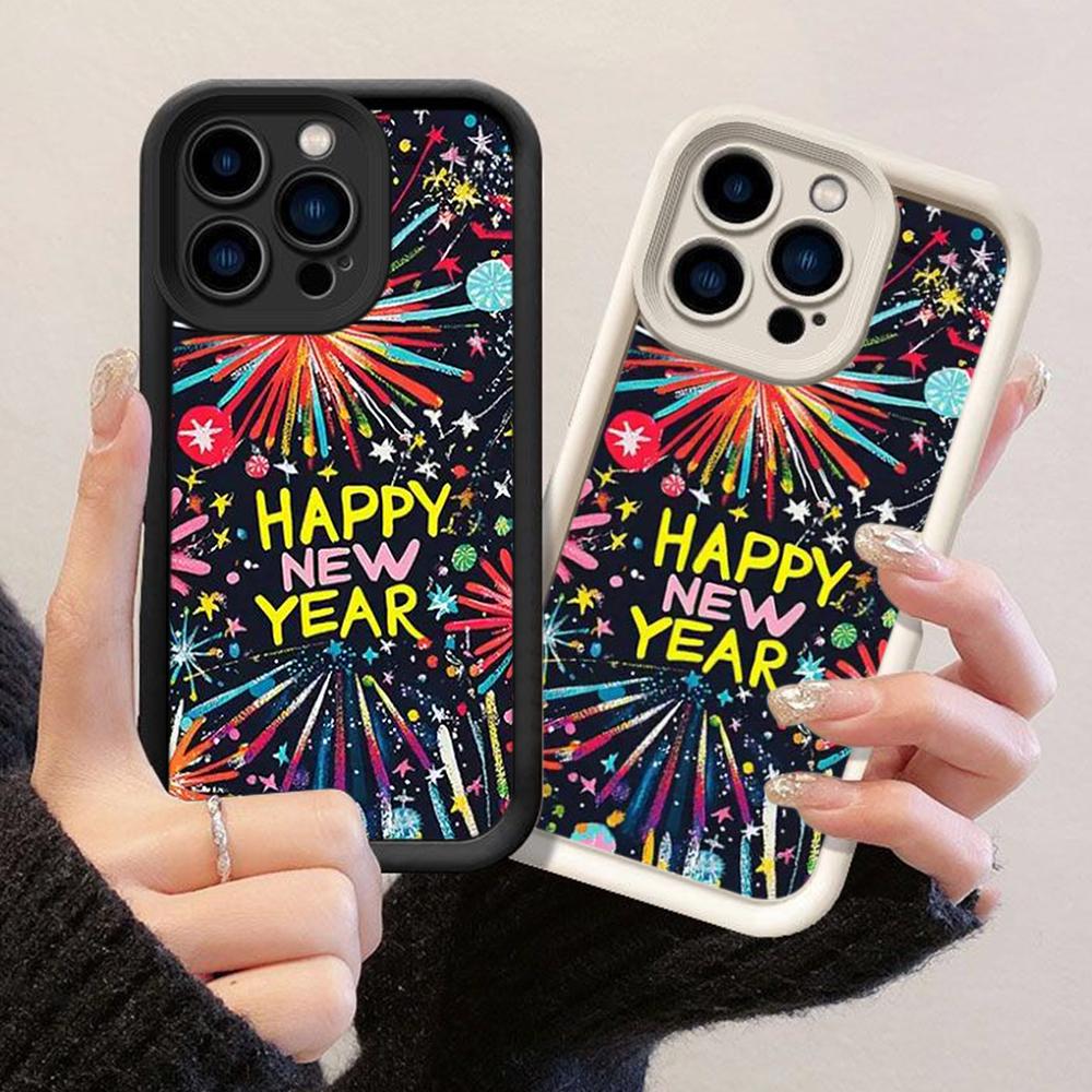 JT374 New Year Fireworks for iPhone 17 16 15 14 13 Pro Max Samsung S26 S25 Ultra A17 A07 A56 A16 Xiaomi 15T Redmi 15c Note 14 13 Soft Case