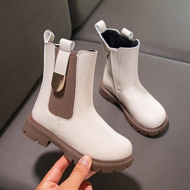Autumn Winter Girls' Boots Kids Shoes Girl Fall Chelsea Boots British Child Winter Warm Waterproof Ankle Boots