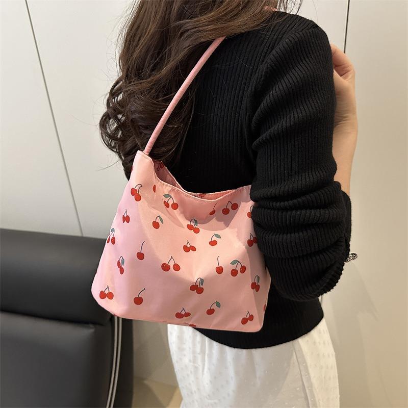 Cherry Print New Large-capacity Student Commuter Bag Niche Design Shoulder Messenger Women's Bag