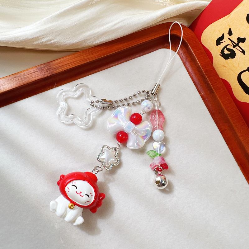 

Милый мультяшный брелок с бусиной в виде кота удачи, кавайный котенок, цепочка для мобильного телефона, подвеска для рюкзака, аксессуары для ключей автомобиля, подарки