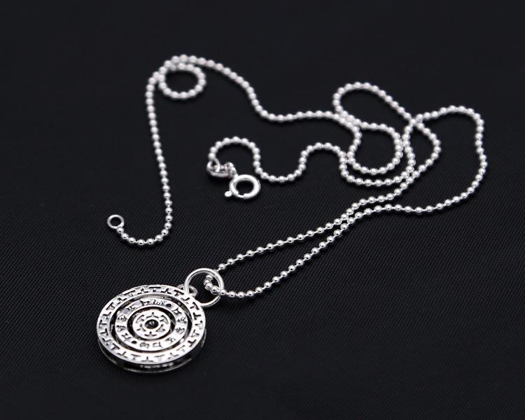 Sterling Silver S925 Rotating Runic Pendant for Women