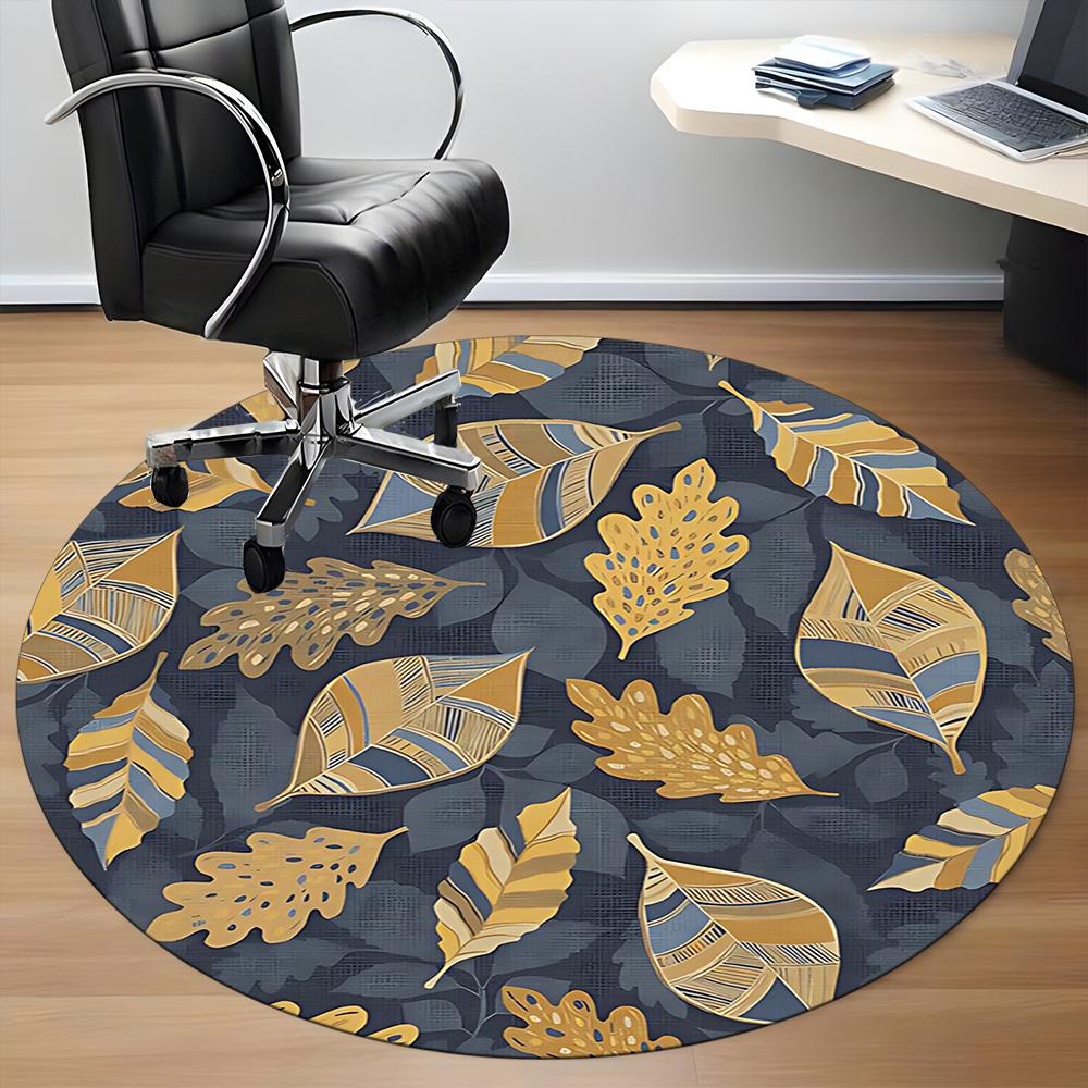 1pc Autumn Leaves Office Round Area Rug, Indoor Mat Suitable ForOffice, Under Office Chairs Bedroom Living Room Home Decor, Room Decot076
