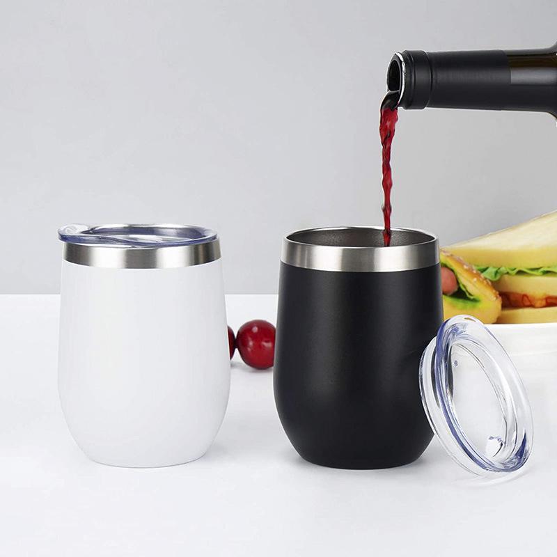 Portable Double-Layer 304 Stainless Steel Insulated Egg-Shaped Wine Glass – Stylish Red Outdoor Water Cup