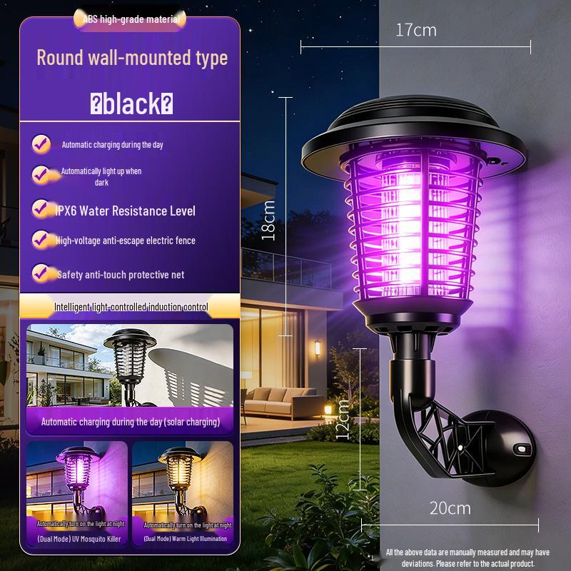 Waterproof Outdoor Solar Mosquito Killer Lamp for Home & Camping - Electric Shock Repellent Device