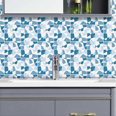 Mavi Ekose Kiremit Etiket Mutfak Backsplash Yağ geçirmez Banyo Su Geçirmez Ev Dekor Duvar Çıkartmaları Peel Sopa sanatsal fresk