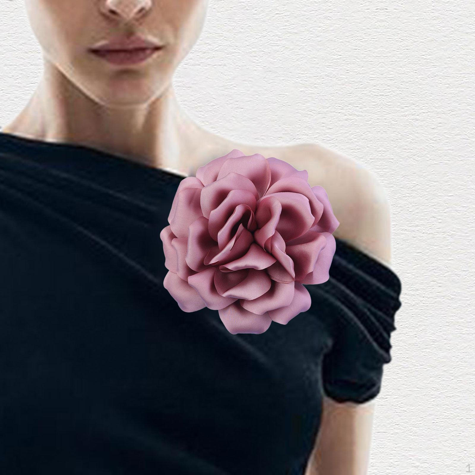 

Цветочная брошь-бутоньерка 10 см Классическая роза на лацкан для церемонии свадебного банкета одежды темно-розовый