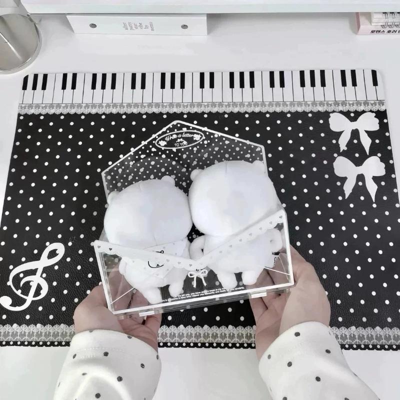 1pcs Polka Dot Envelope Series Acrylic Storage Rack, Lace Bow Multi-purpose Kawaii Organizer Tray For Collecting Merch & Desk