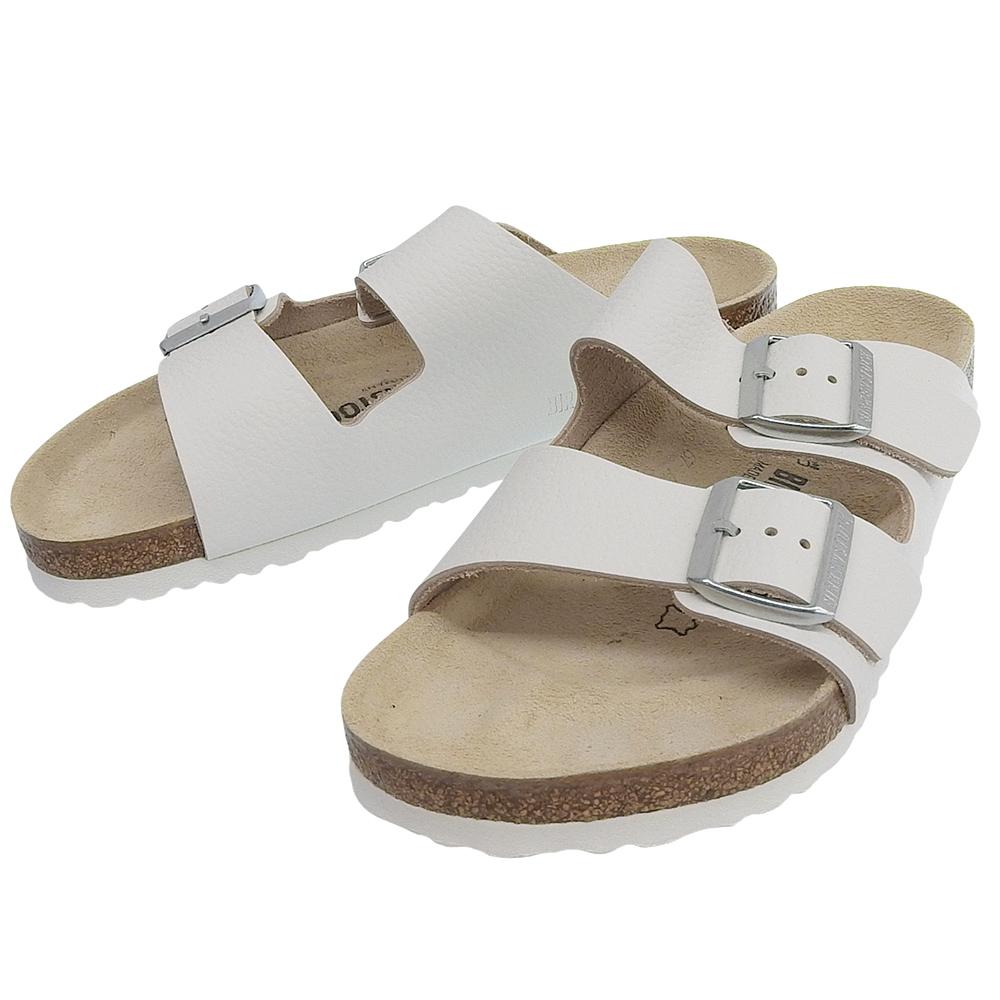BIRKENSTOCK Arizona BS Leather Sandals with EVA, Regular Fit, Men's, White, Size 39 shoes 39 whiteUsed