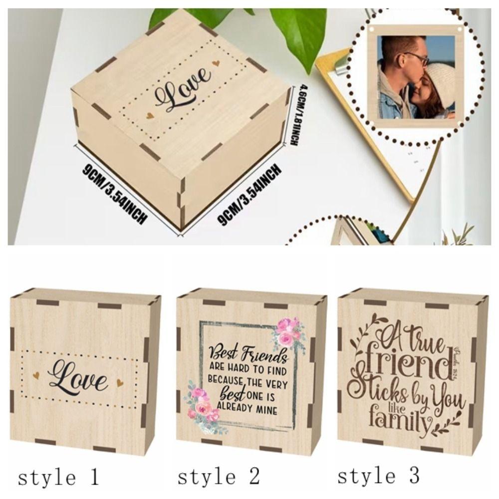 Folding Wooden Photo Storage Box Vintage Flip Cover Memory Box Practical Photo Album Box Couple
