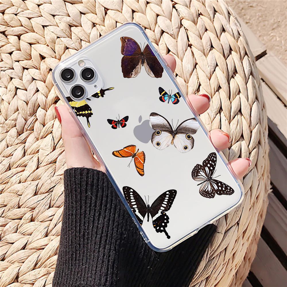 Blue Butterfly Transparent TPU Phone Case for Apple iPhone 14 Pro Max