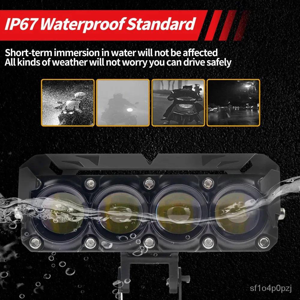 Motorcycle LED Spotlights Super Bright Headlights Three-eye Lens Fisheye Two-color Lights Retrofit Waterproof Shock-proof