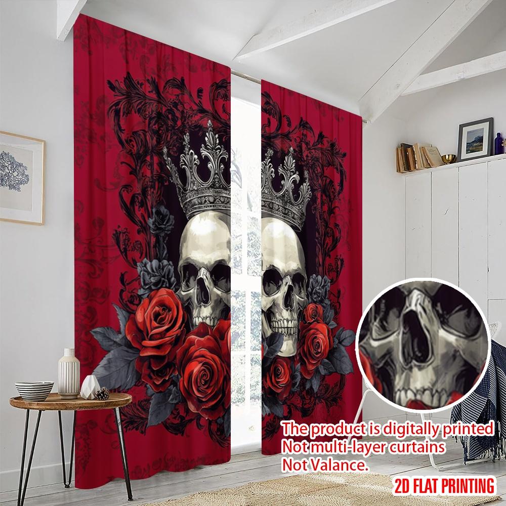 2 Stück, 2D-Flachdruckmuster Vorhänge Königliche Rosen Vielseitiger Stoff (ohne Stange) Außendekorationen Ldeal für Schlafzimmer, Wohnzimmer