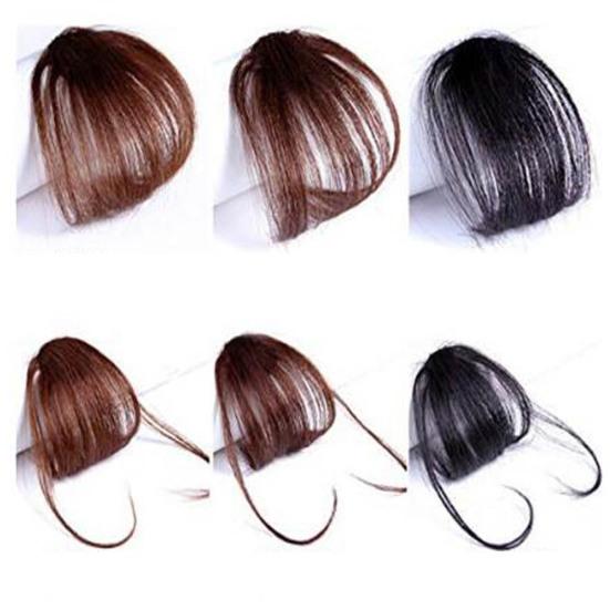 Ladies Thin Clip On Air Bang Wig Hair Front Fringe Extension Hairpiece
