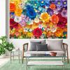 1 Vibrant Multi-color Floral Background - Large Paper Flowers In Warm and Cool Colors for Spring and Summer Decoration