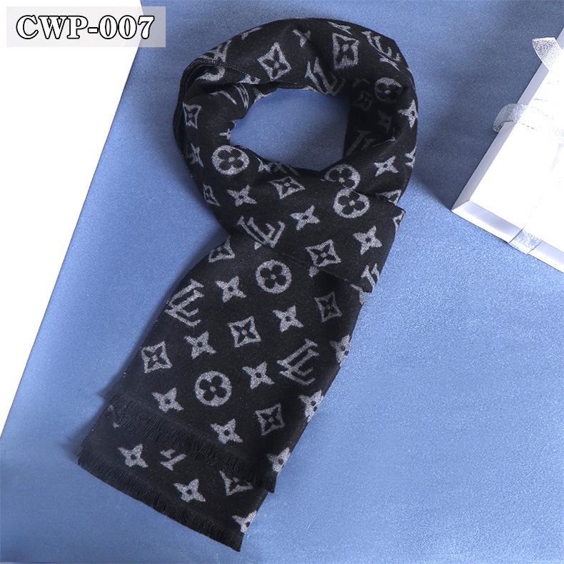 2025 Winter Men's Black Grey Plaid Imitation Cashmere Scarf