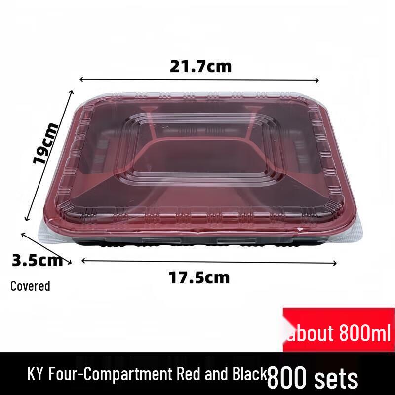 JingJingRS Rectangular 4-Compartment Disposable Meal Prep Container
