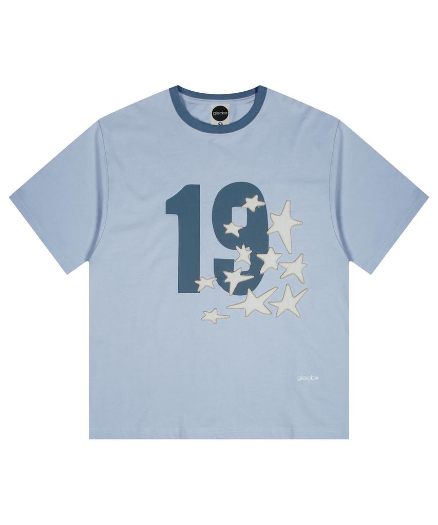 GLACK Gt124 Numbering Star Applique T-Shirt (Blue)