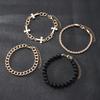 4 Pcs Stainless Steel Bracelet Set For Men Women Punk Fashion Cross Beads Chain Bracelets Simple Hip Hop Unisex Jewelry Gift