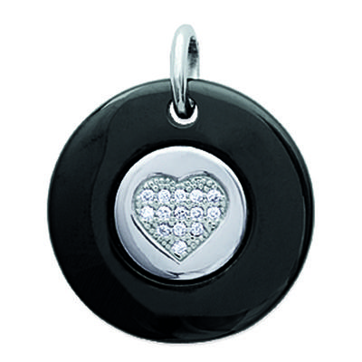 [L6693] - Anhänger Silber 'Love' schwarz (Keramik) rhodiniert - 20 mm