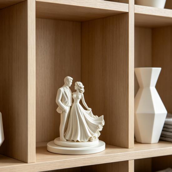 Desktop Ornament 3D Printed Bride Groom Figure Romantic Sculpture Home Style Decorative Figurine Wedding