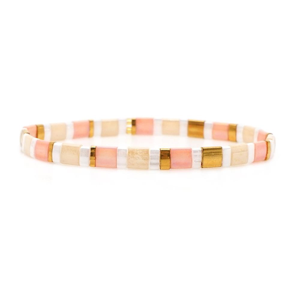 Bohemian Tile Bead Stretch Bracelet Set, Colorful Miyuki Tila Bead Jewelry,Tila Bead Stretch Bracelet, Boho Stackable Jewelry