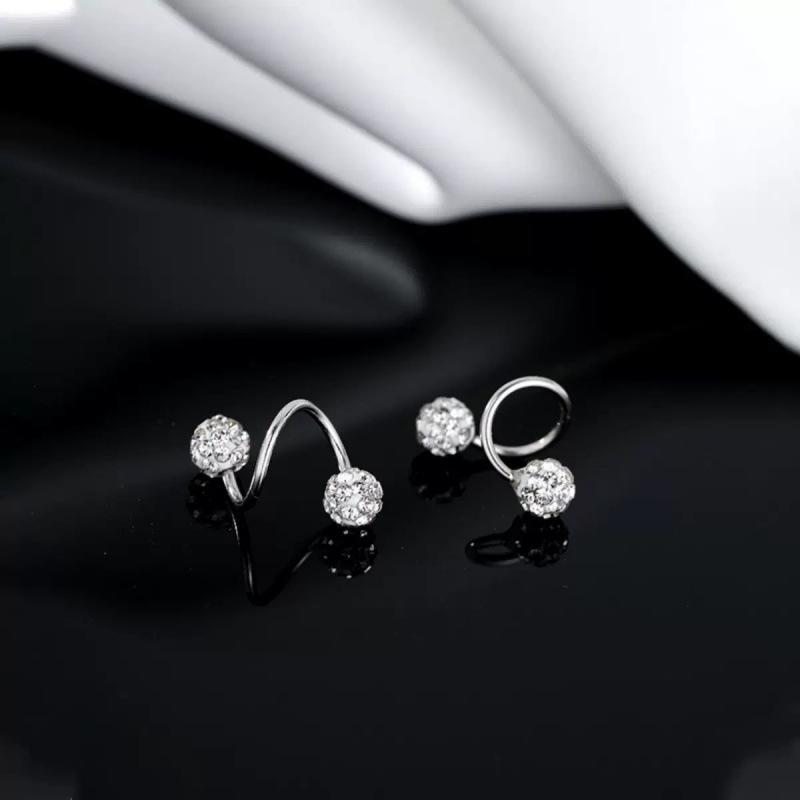 Super flash full diamond stud earrings female thread screw buckle personalized fashion earbone nails sleep free to remove clay ball 