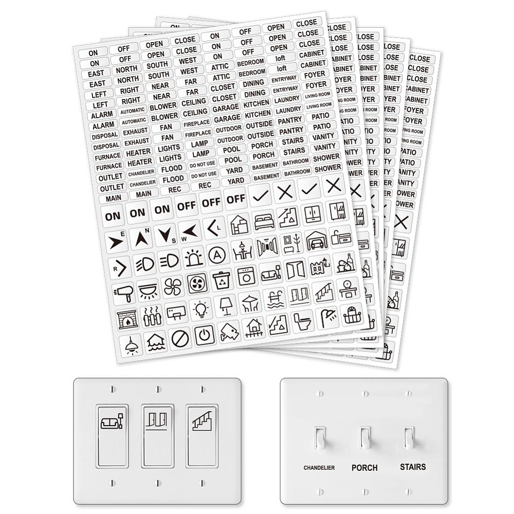 PVC Self-Adhesive Stickers Writable Label Stickers Rectangle Black 220x175mm Sticker: 6x20mm and 15x15mm 900pcs/set 5 sheets/set