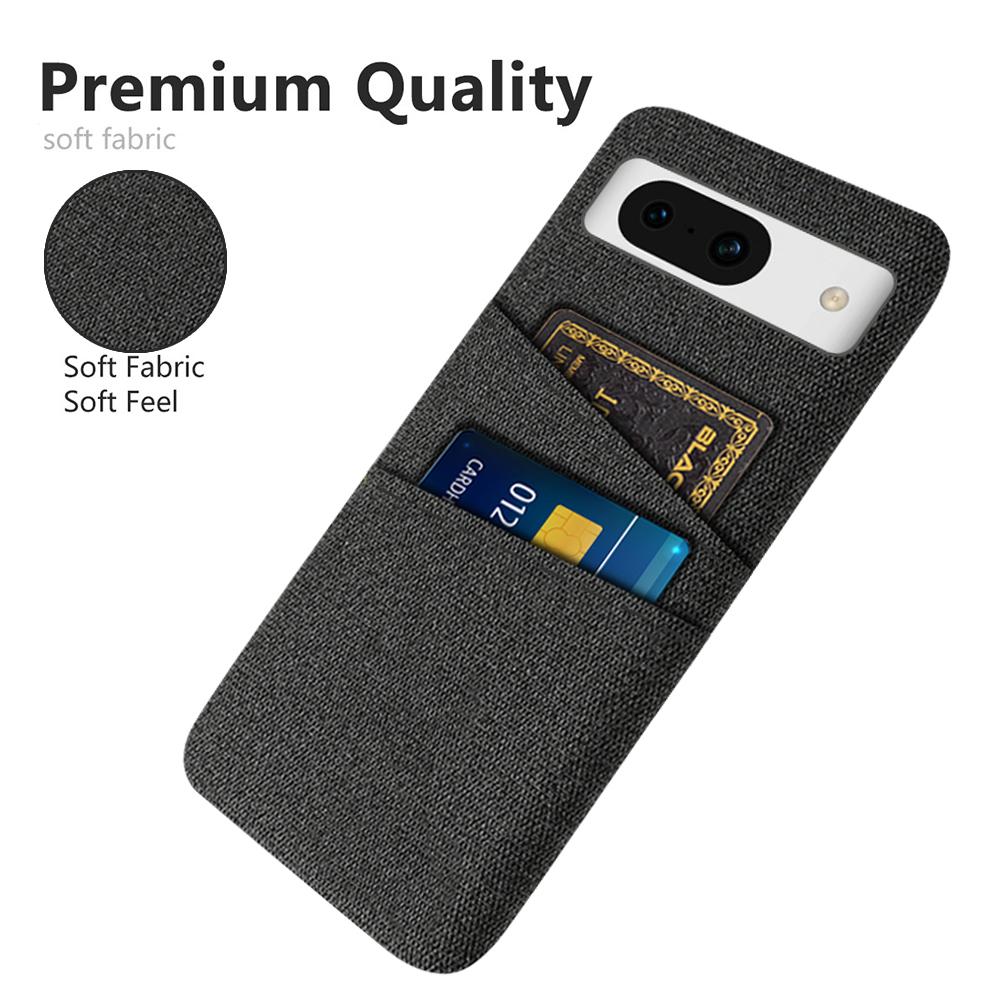 Für Google Pixel 8a Hülle Stoff + PC Stoßfeste Handyhülle mit Dual-Kartenfächern