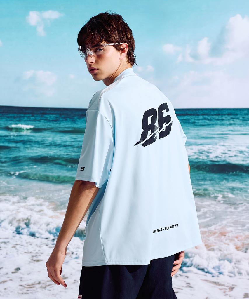 Leijibi Hydro Mesh Performance Oversized W Rash Guard Short Sleeve Jersey Sky Blue