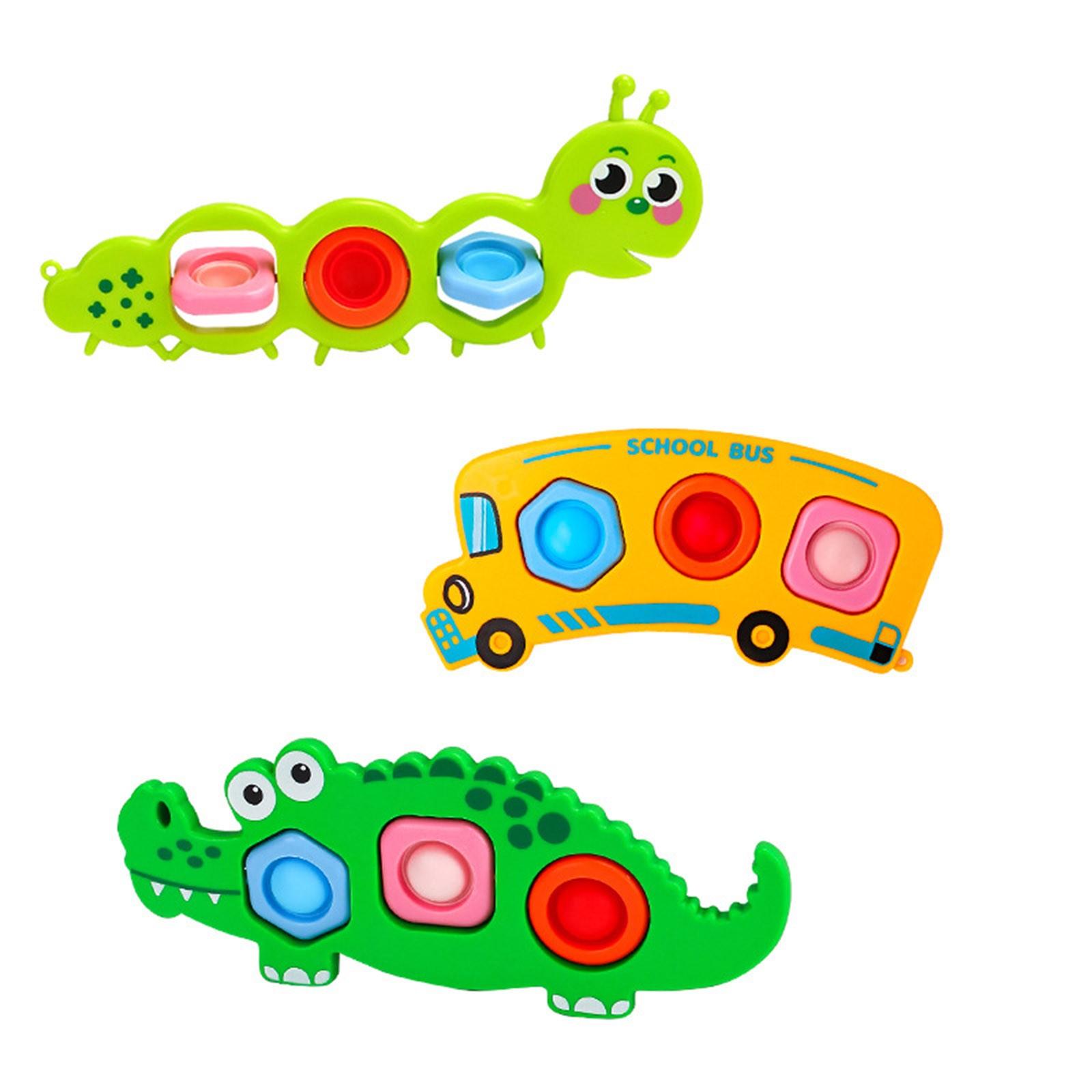 

3pcs Cartoon Bubble Decompression Toy Baby Puzzle Early Education Thinking Press Finger Roating Toys One Size