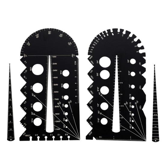 2Pcs Thread Measurement Gauge 26 Holes Metal Thread Pitch Multi-Gauge